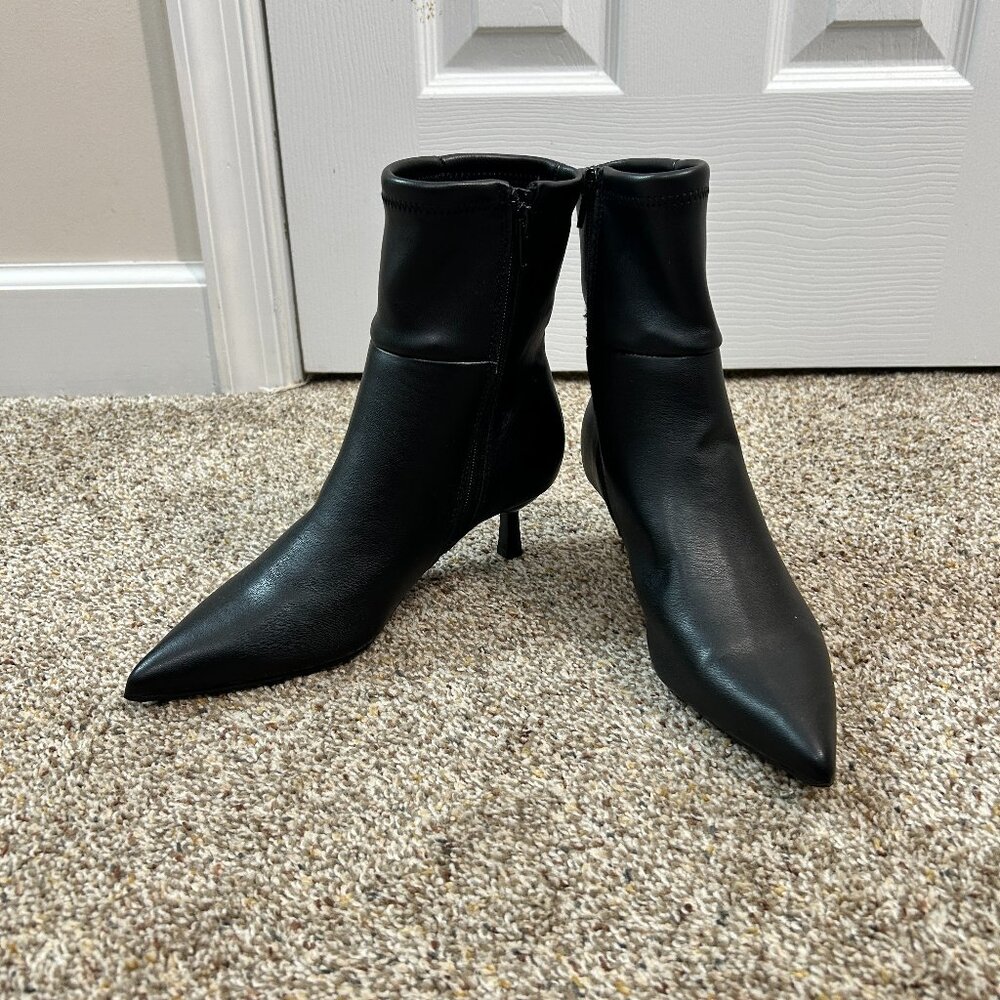 Madden Girl Black Pointed Toe Ankle Heeled Boots
